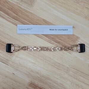 Dress Watch Band 18mm Rose Gold Metal Rhinestone For Halo View Fitness Tracker